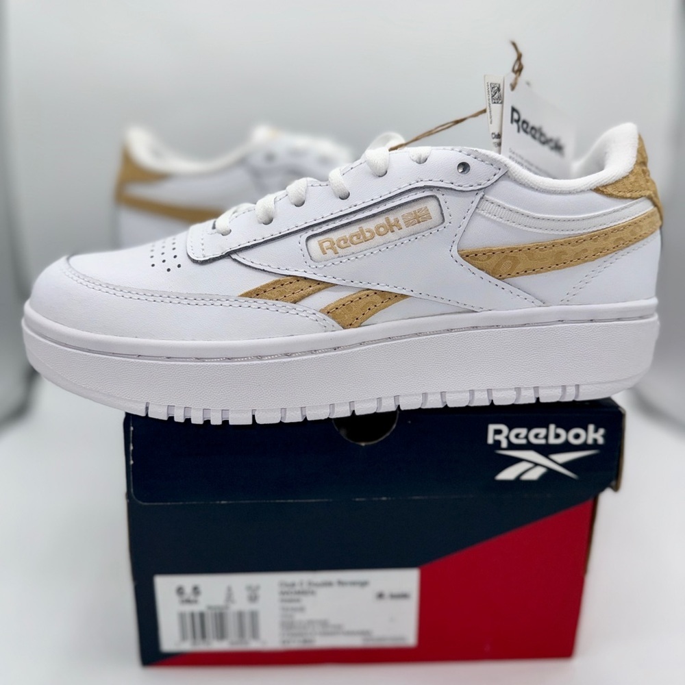 NWT Reebok Women's Club C Double Platform Revenge Sneakers White / Tan Shoes​